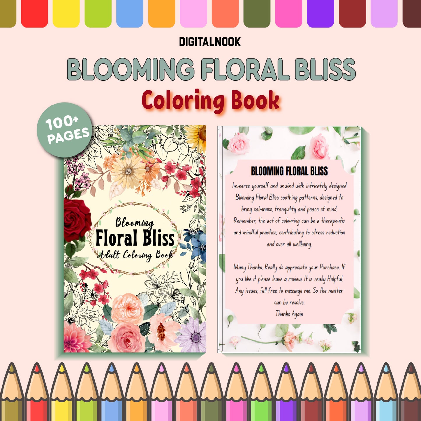 Blooming Flowers Coloring Book for Adults & Kids β Relaxing Floral Designs