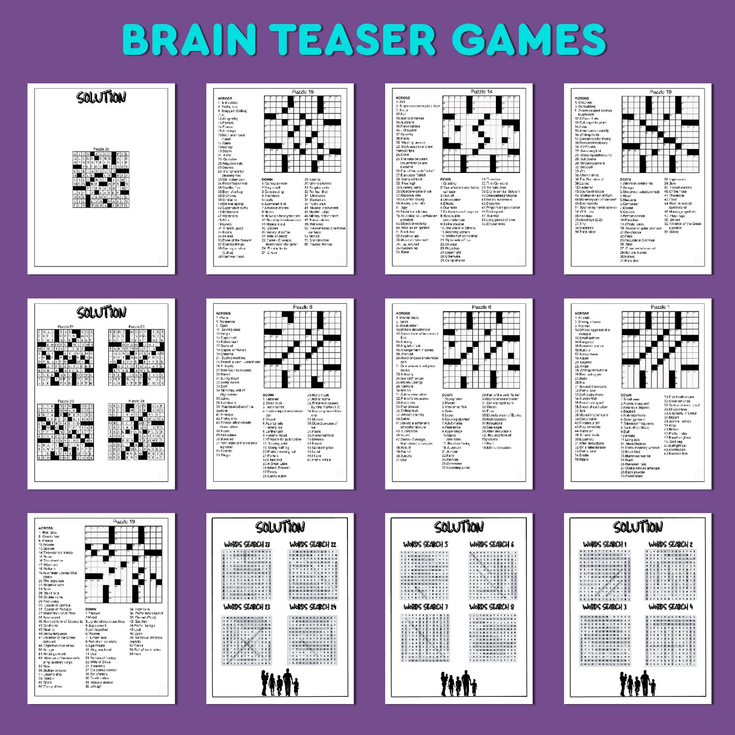 2000+ Senior Brain Teasers : Word Search & Crossword Puzzle Combo | Game for Kid |