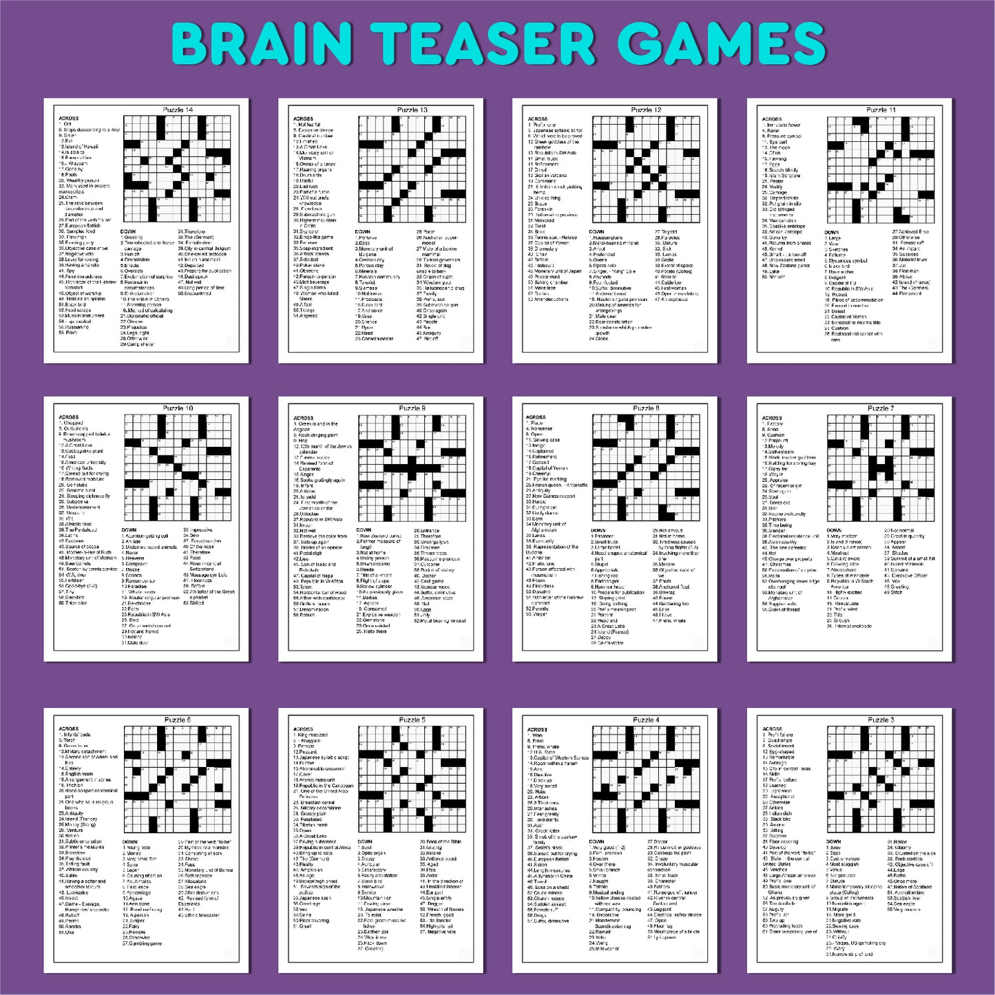 2000+ Senior Brain Teasers : Word Search & Crossword Puzzle Combo | Game for Kid |