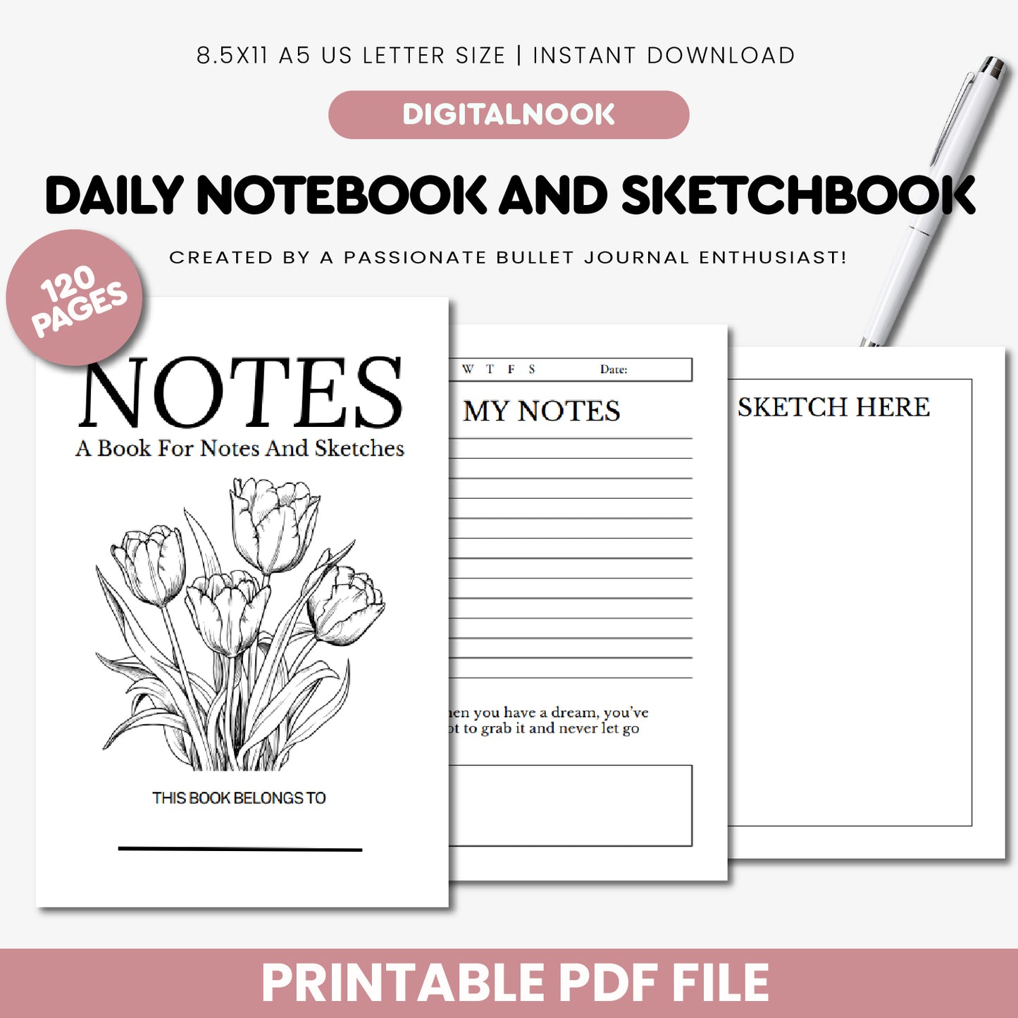 Daily Notebook & Sketchbook – Perfect for Notes, Doodles & Creative Ideas