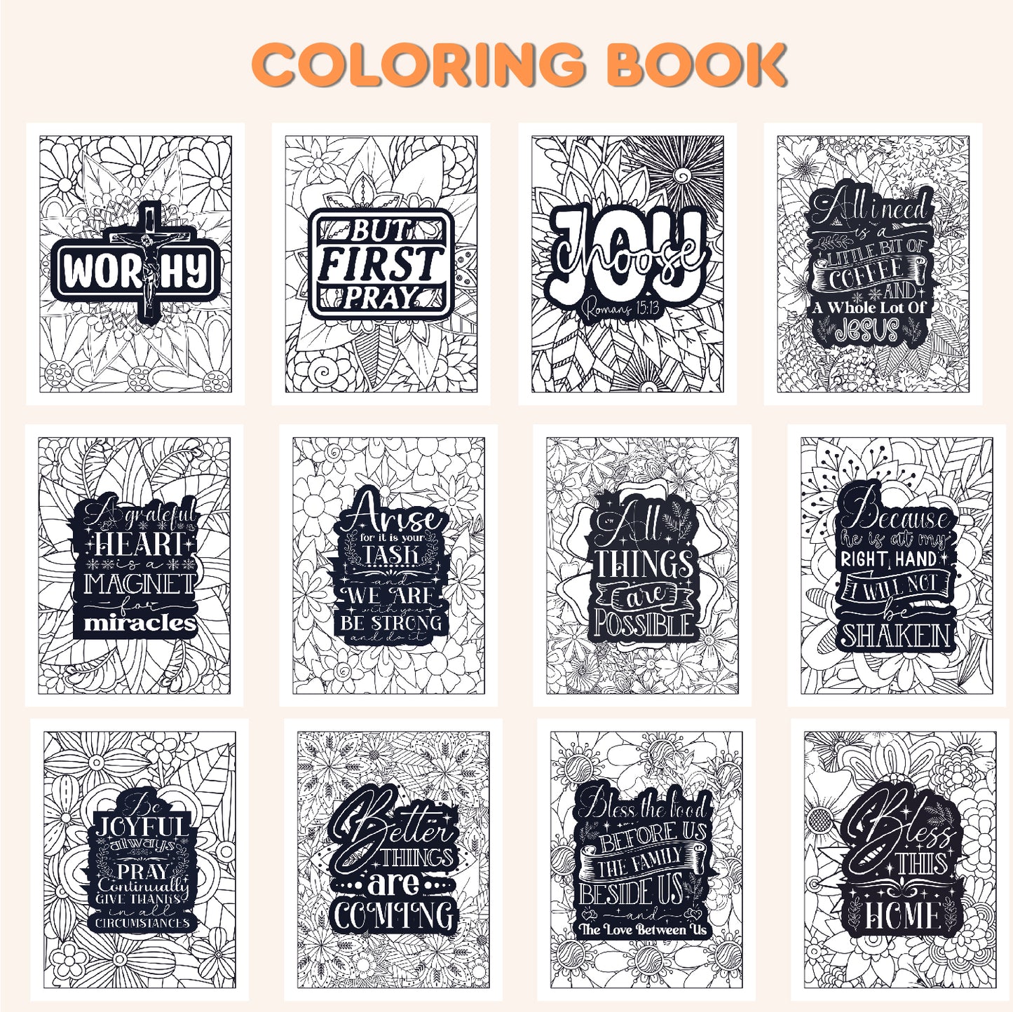 Spirit-Filled Strokes: Biblical Quotes Coloring Adventure | Coloring Book for Kids and Adults