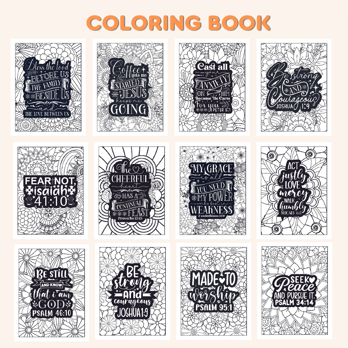 Spirit-Filled Strokes: Biblical Quotes Coloring Adventure | Coloring Book for Kids and Adults