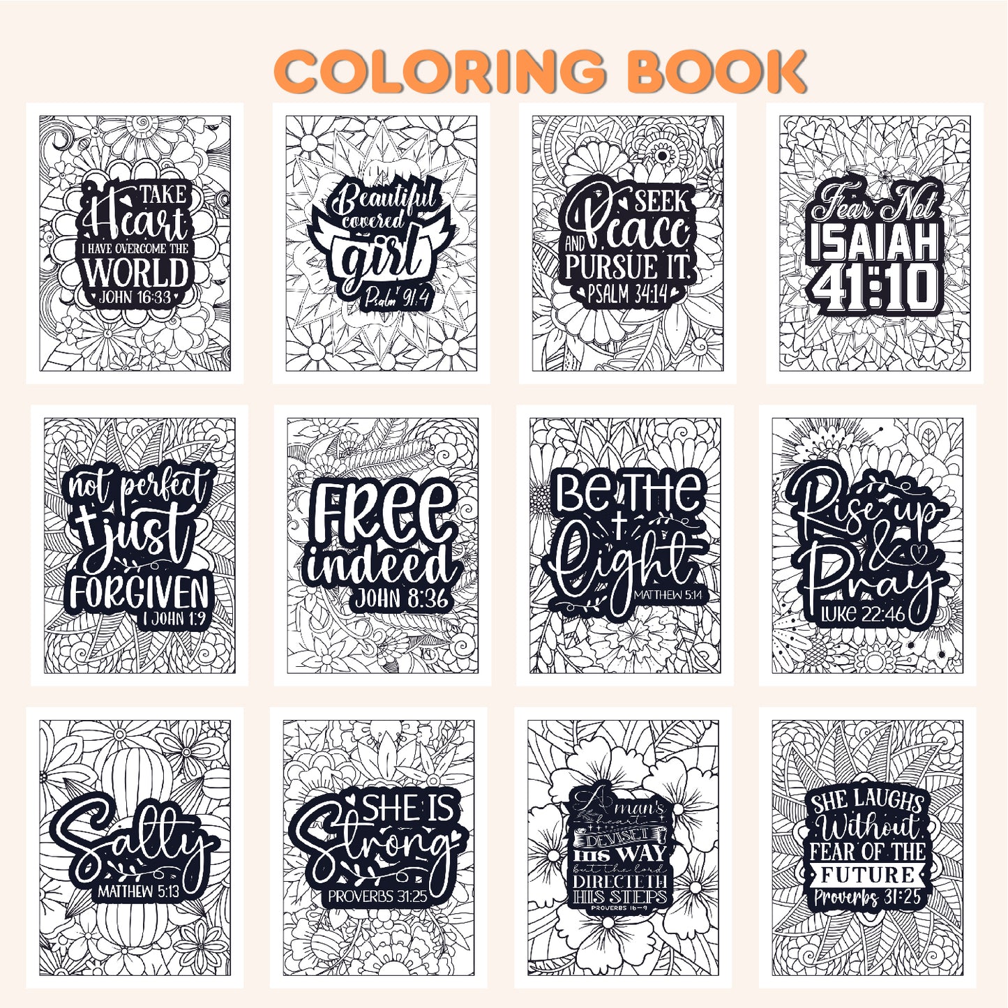 Spirit-Filled Strokes: Biblical Quotes Coloring Adventure | Coloring Book for Kids and Adults