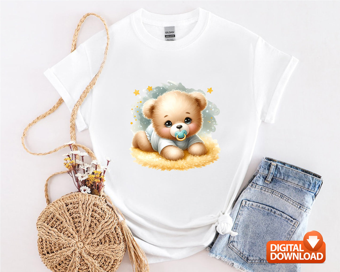 10 Watercolor Birthday Baby Teddy Bear Clipart PNG Bundle 300dpi, Boho Teddy Bear Clipart, Cute Bear Sublimation Design, Instant Download
