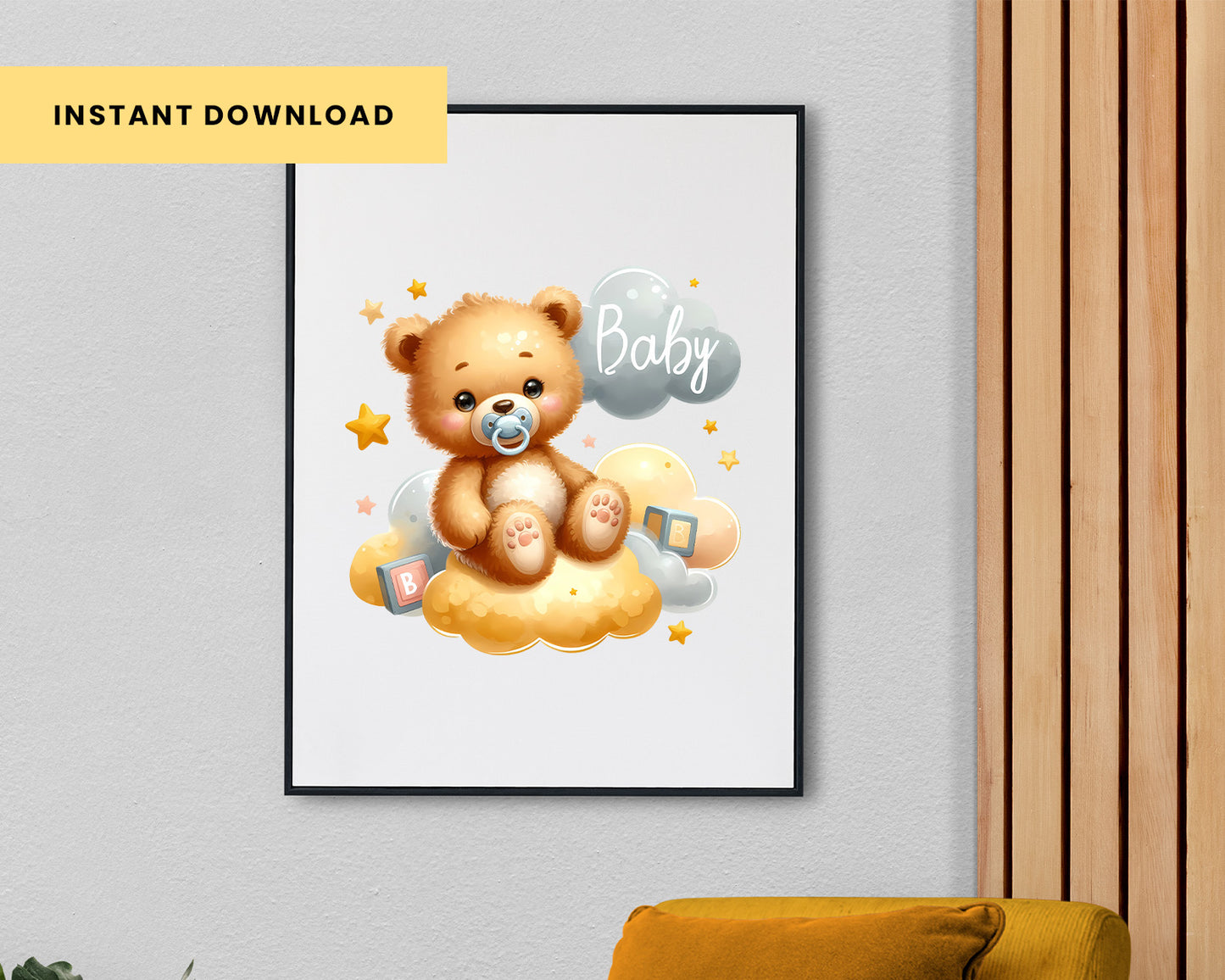 10 Watercolor Golden Birthday Baby Teddy Bear Clipart PNG Bundle 300dpi, Teddy Bear Clipart, Cute Bear Sublimation Design, Instant Download