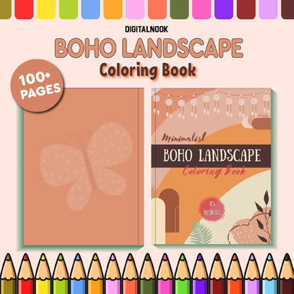 Boho Landscape Coloring Book for Adults & kids – Relaxing Artistic Designs