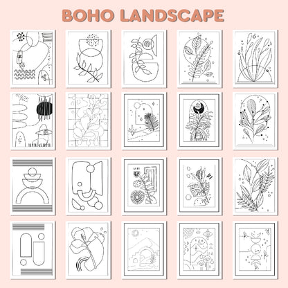 Boho Landscape Coloring Book for Adults & kids – Relaxing Artistic Designs