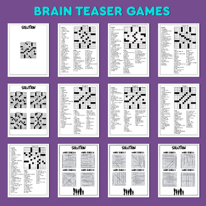 2000+ Senior Brain Teasers : Word Search & Crossword Puzzle Combo