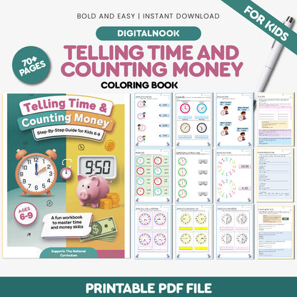 Telling Time & Counting Money: Step-by-Step Guide for kids 6-9: Money & Time practice workbook, time & money passages, time & money conversations, shopping problems etc