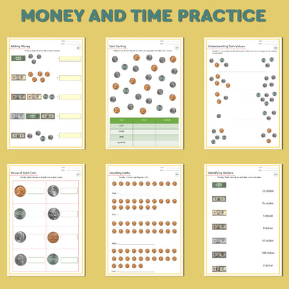 Telling Time & Counting Money: Step-by-Step Guide for kids 6-9: Money & Time practice workbook, time & money passages, time & money conversations, shopping problems etc