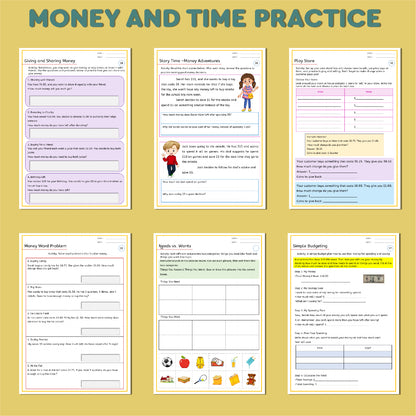 Telling Time & Counting Money: Step-by-Step Guide for kids 6-9: Money & Time practice workbook, time & money passages, time & money conversations, shopping problems etc