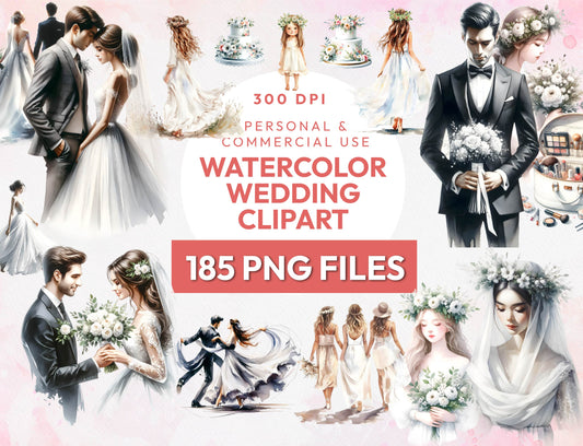 185 Watercolor Wedding Clipart PNG Bundle, Wedding Timeline Icons Clipart, Marriage Icon, Wedding Card, Itinerary Graphics, Instant Download